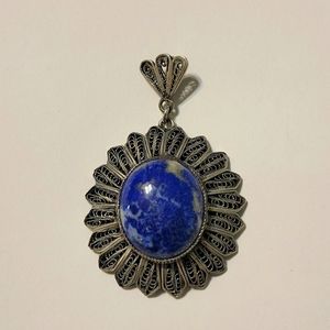 Silver and Lapis Lazuli Huge Pendant